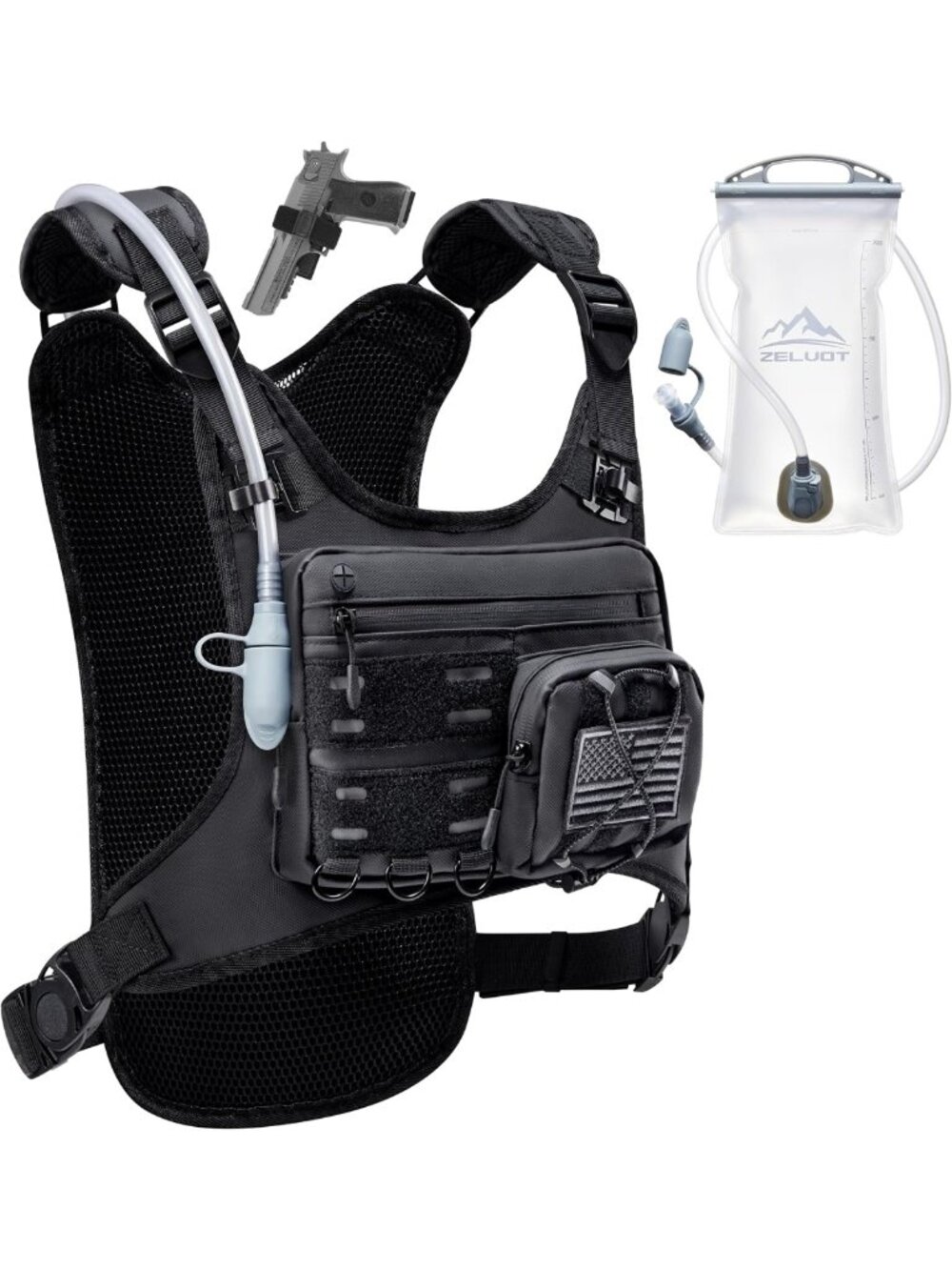 Lightweight Running Vest with 2L Water Bladder, Hydration Backpack, Reflective